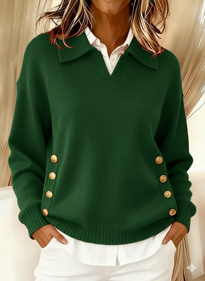 Vincenza | Maglione con Collo Polo e Bottoni