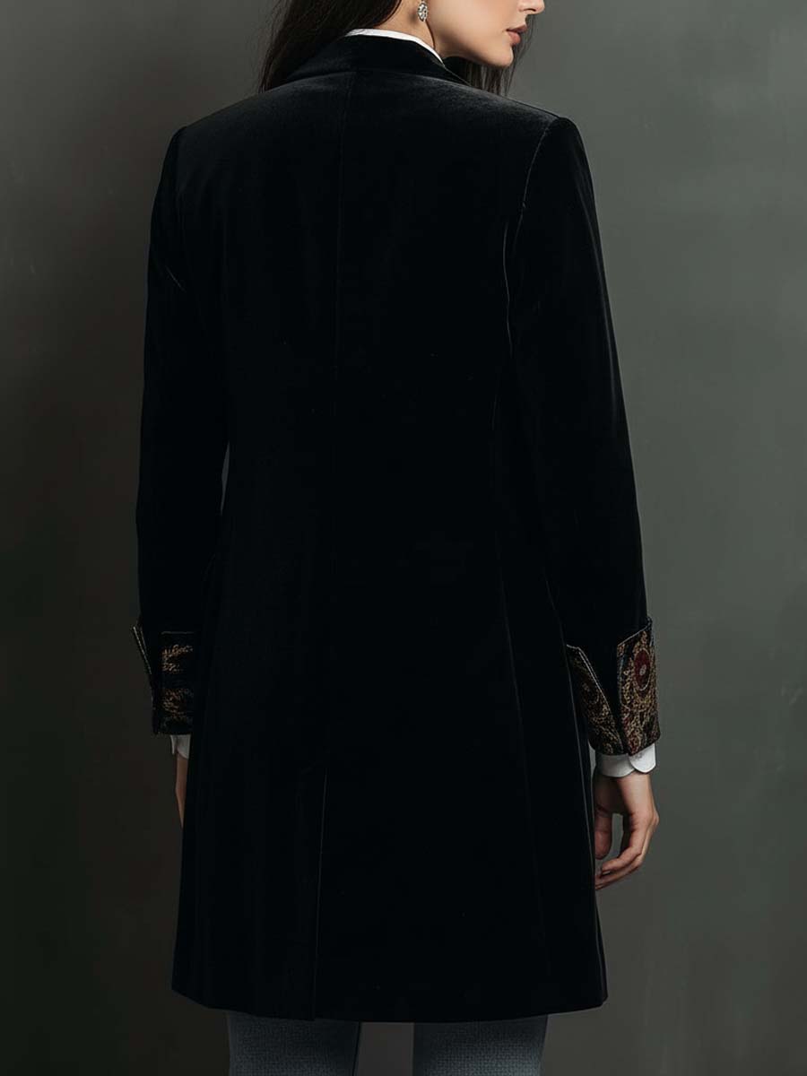 Leontina | Blazer sagomato nero con stampa barocca