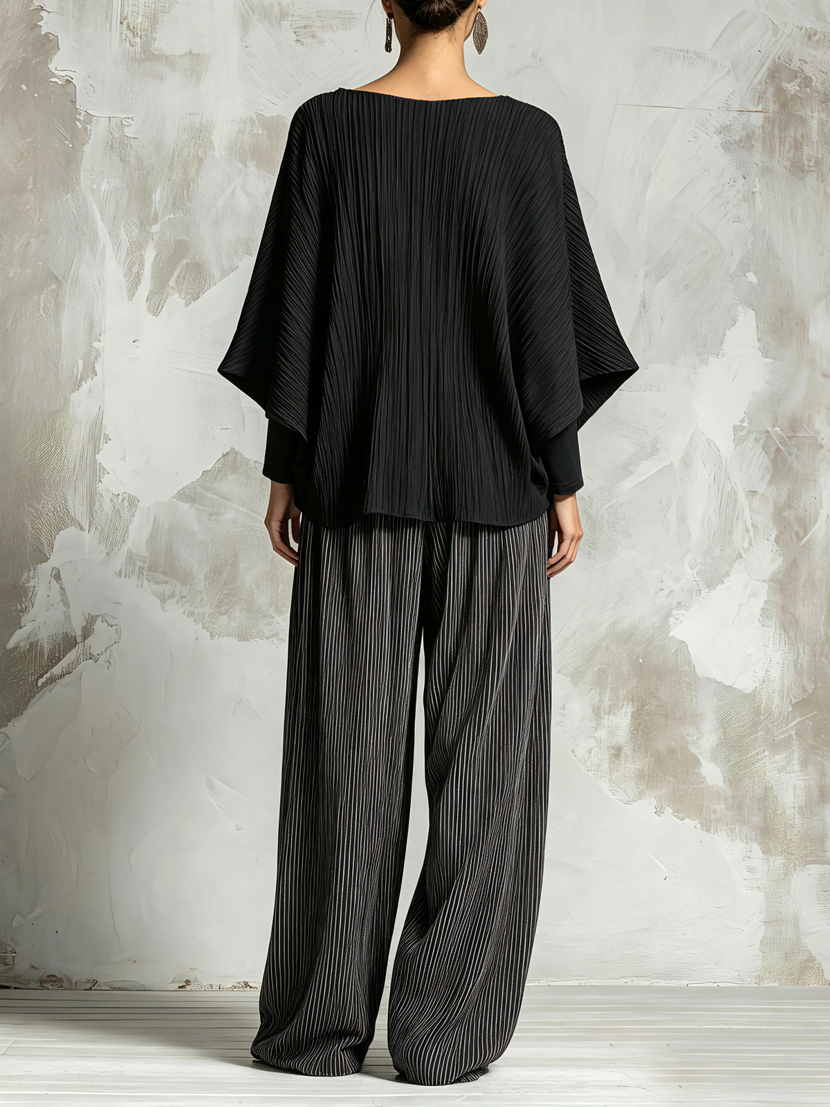 Delia | Plissee-Set mit Fledermaus-Top und Palazzo-Hose