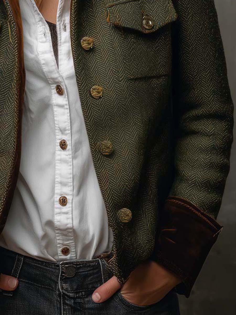 Onorina | Blazer vintage spigato con profili a contrasto