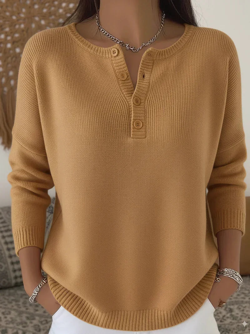 Ilenia | Maglione in Maglia con Bottoni Henley