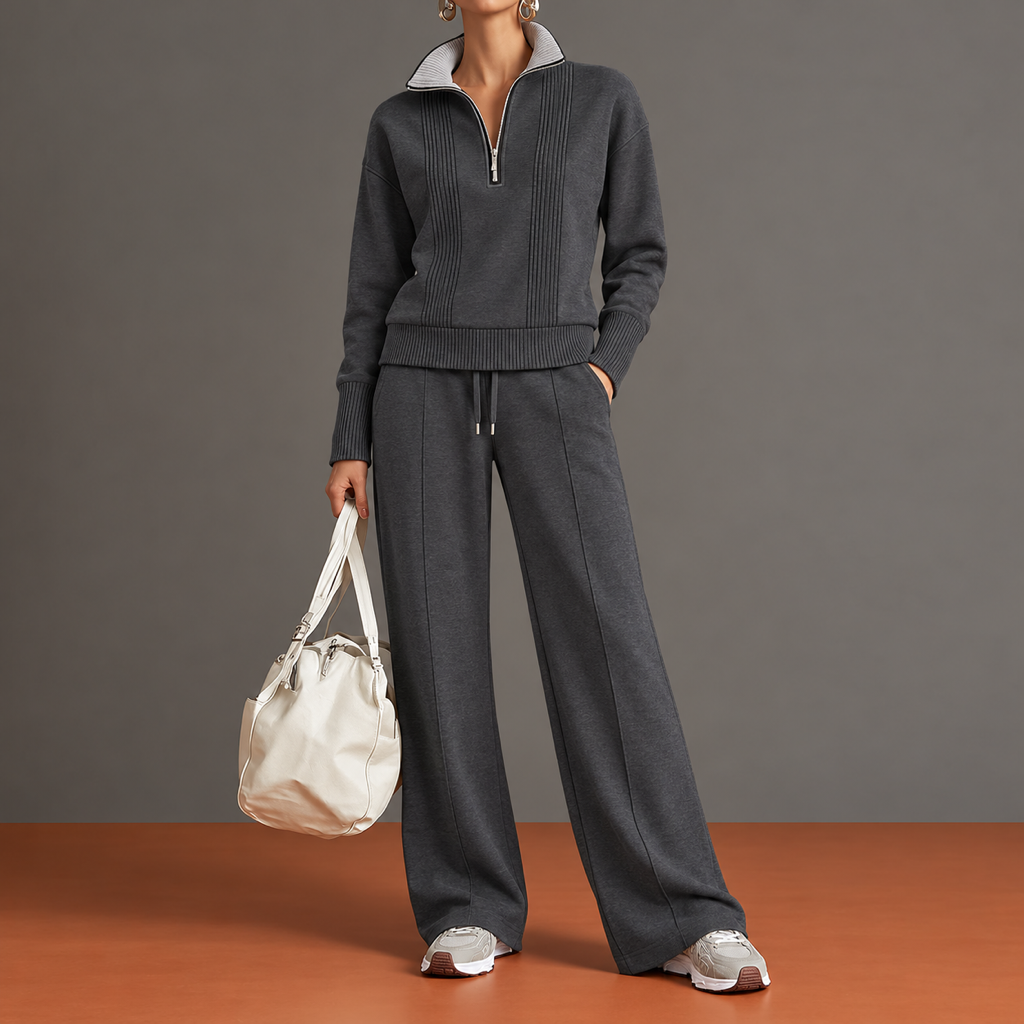 Evelina — completo grigio antracite, vista frontale.