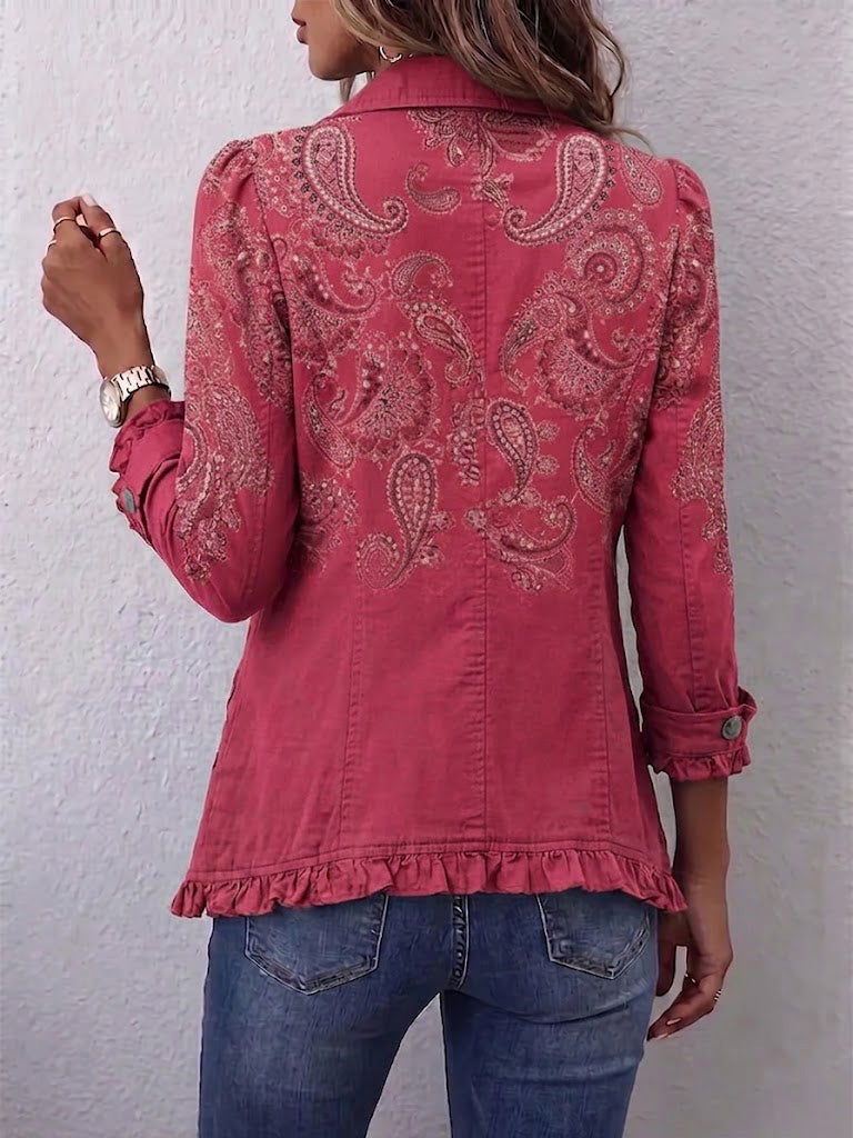 Isotta | Giacca Paisley Vintage Rosa Antico con Volant