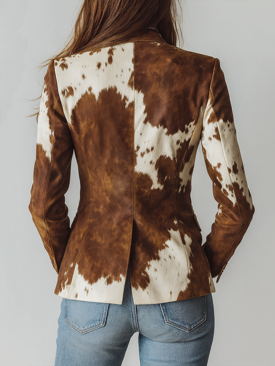 Agata | Blazer vintage ecocompatibile con stampa mucca