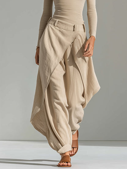 Orsola | Set aus U-Boot-Ausschnitt-Top und Lagen-Hose, Beige