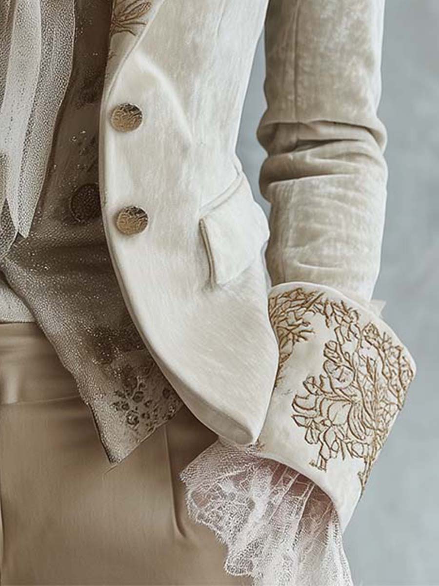 Costanza | Blazer sartoriale avorio ricamato