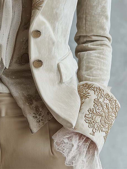 Costanza | Blazer sartoriale avorio ricamato