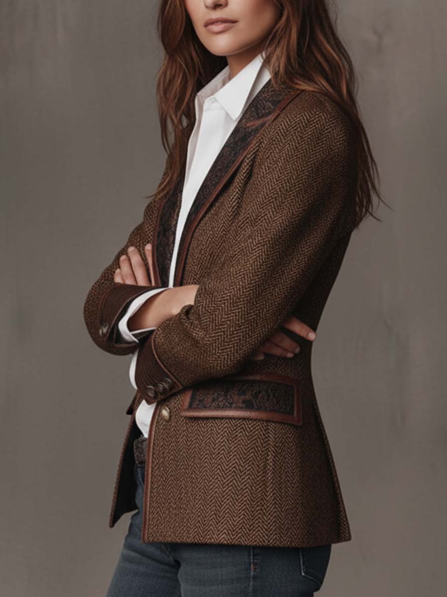 Gisella | Blazer con inserti a stampa spigata