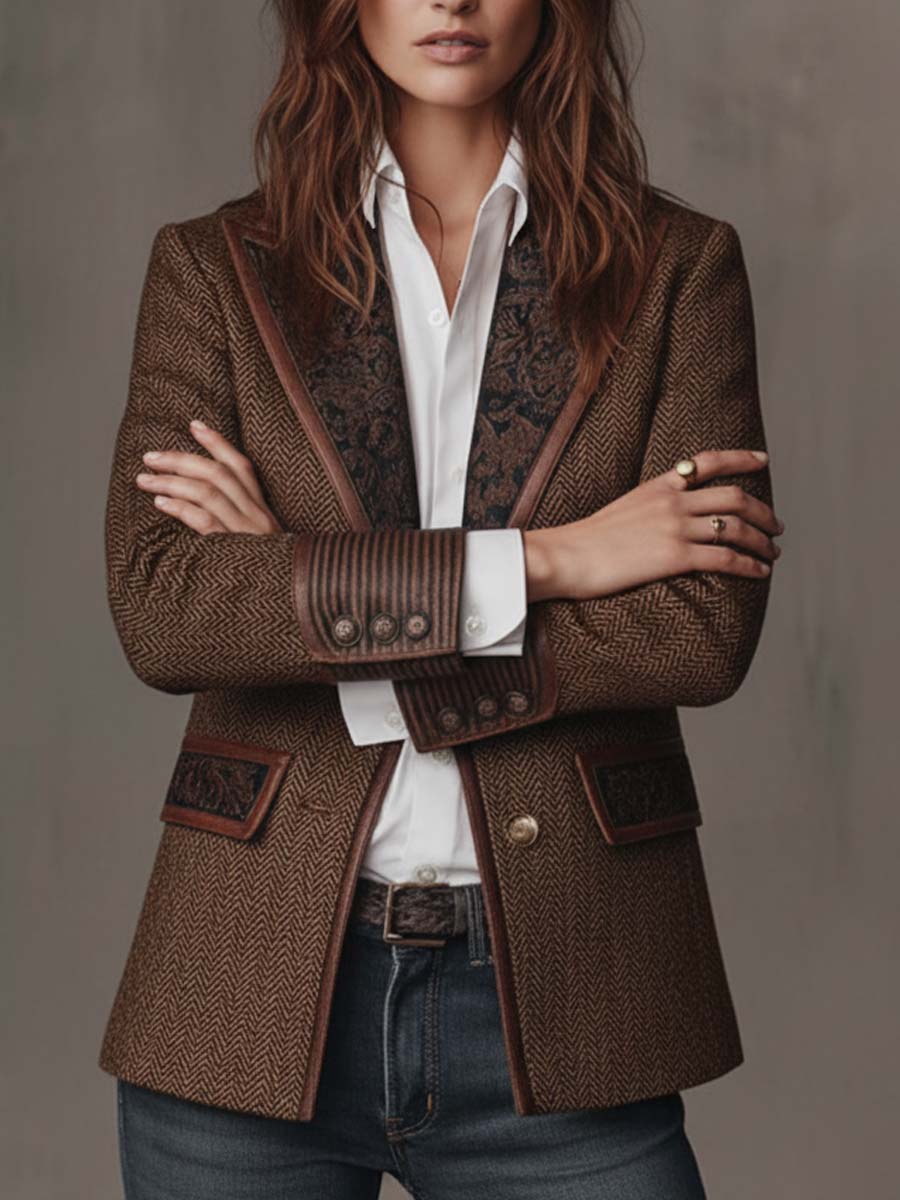 Gisella | Blazer con inserti a stampa spigata