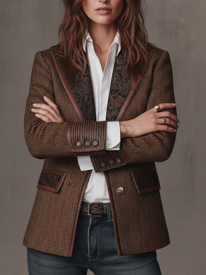 Gisella | Blazer con inserti a stampa spigata