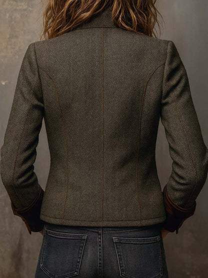 Onorina | Blazer vintage spigato con profili a contrasto