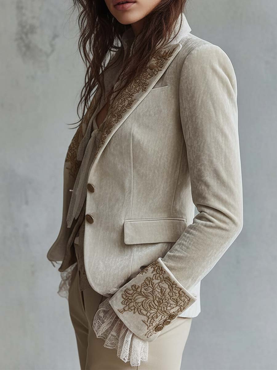 Costanza | Blazer sartoriale avorio ricamato
