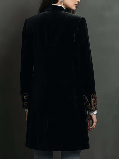 Leontina | Blazer sagomato nero con stampa barocca