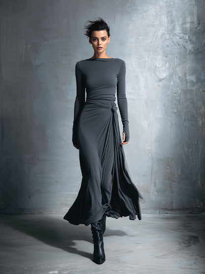 Nadia | Abito maxi con nodo laterale