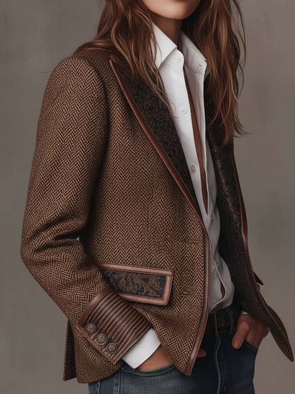 Gisella | Blazer con inserti a stampa spigata