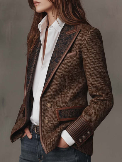 Gisella | Blazer con inserti a stampa spigata