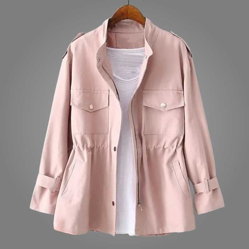 Aurelia | Giacca Utility con Vita a Coulisse e Collo alla Coreana