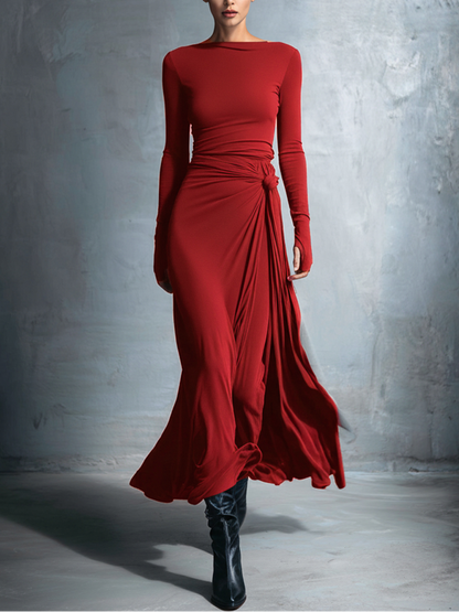 Nella | Abito Maxi con Nodo Laterale