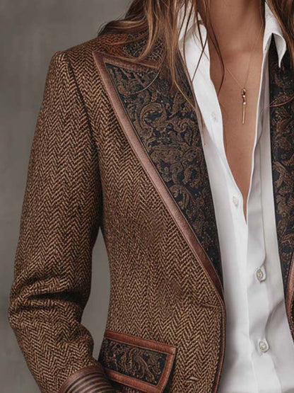 Gisella | Blazer con inserti a stampa spigata