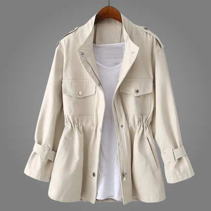 Aurelia | Giacca Utility con Vita a Coulisse e Collo alla Coreana