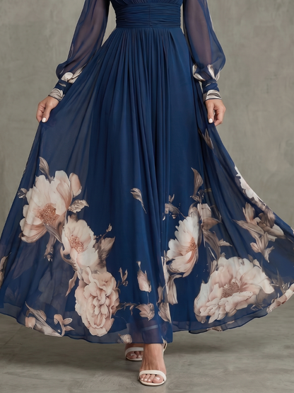 Zita | Abito Maxi con Maniche Plissettate Trasparenti