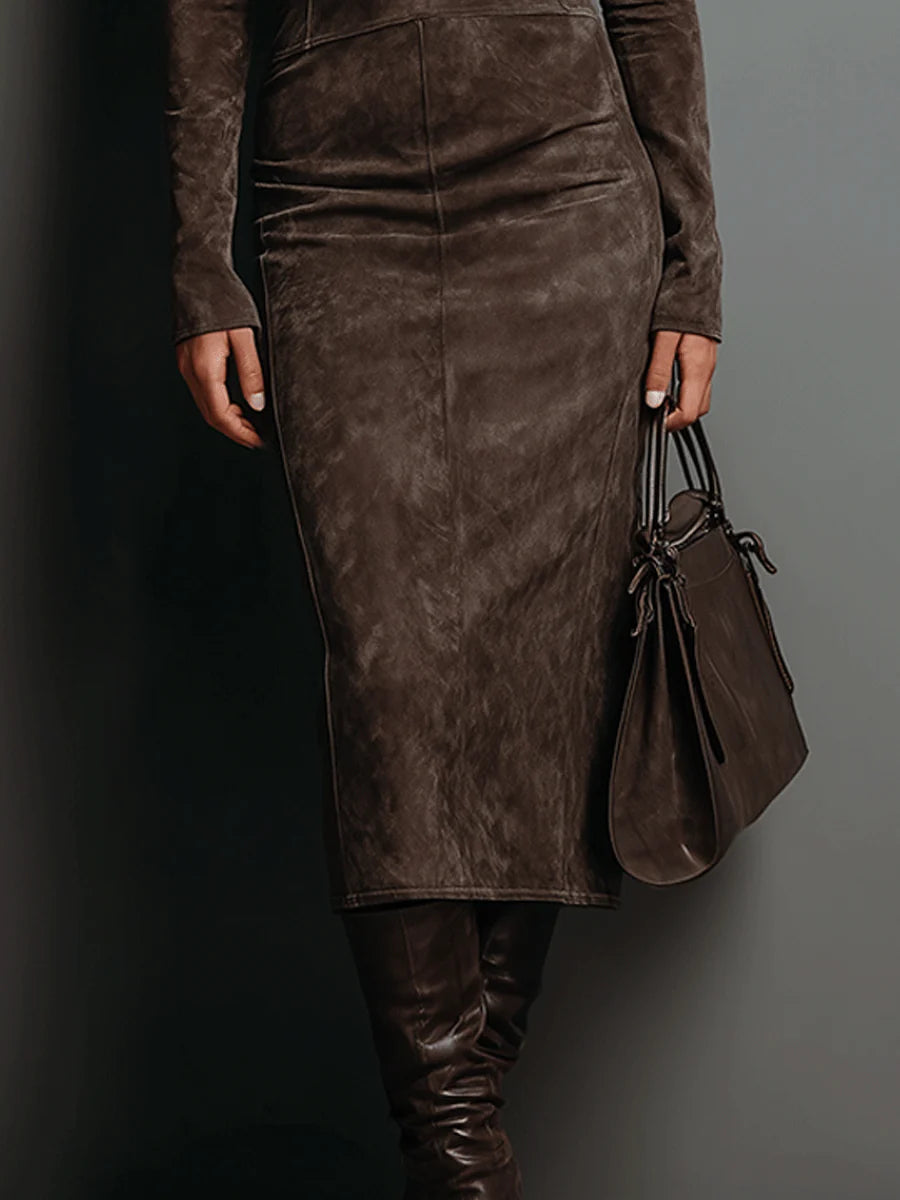 Lauretta | Abito Midi Lungo Marrone