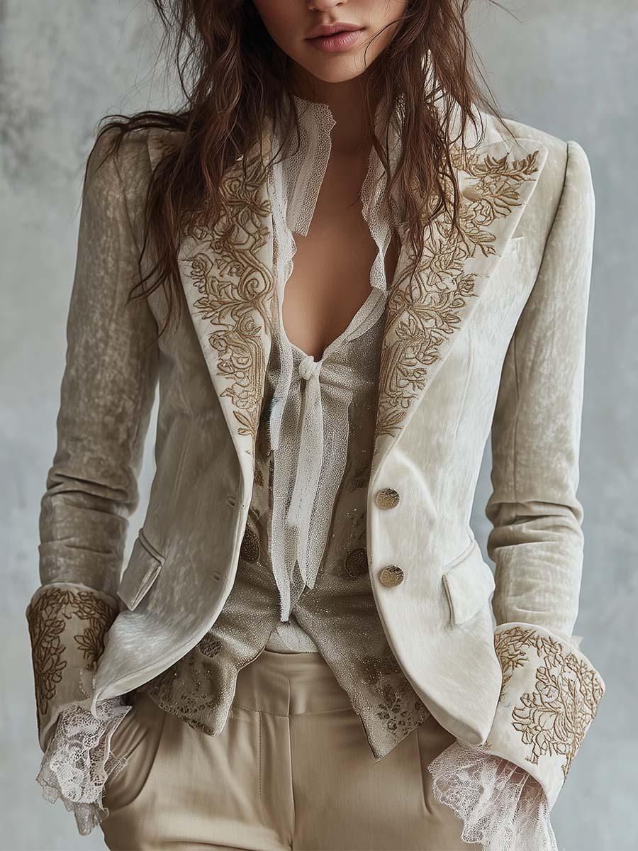 Costanza | Blazer sartoriale avorio ricamato