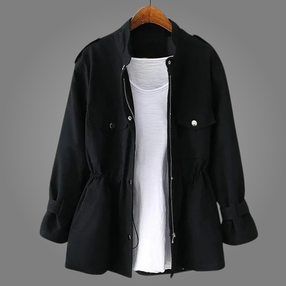 Aurelia | Giacca Utility con Vita a Coulisse e Collo alla Coreana