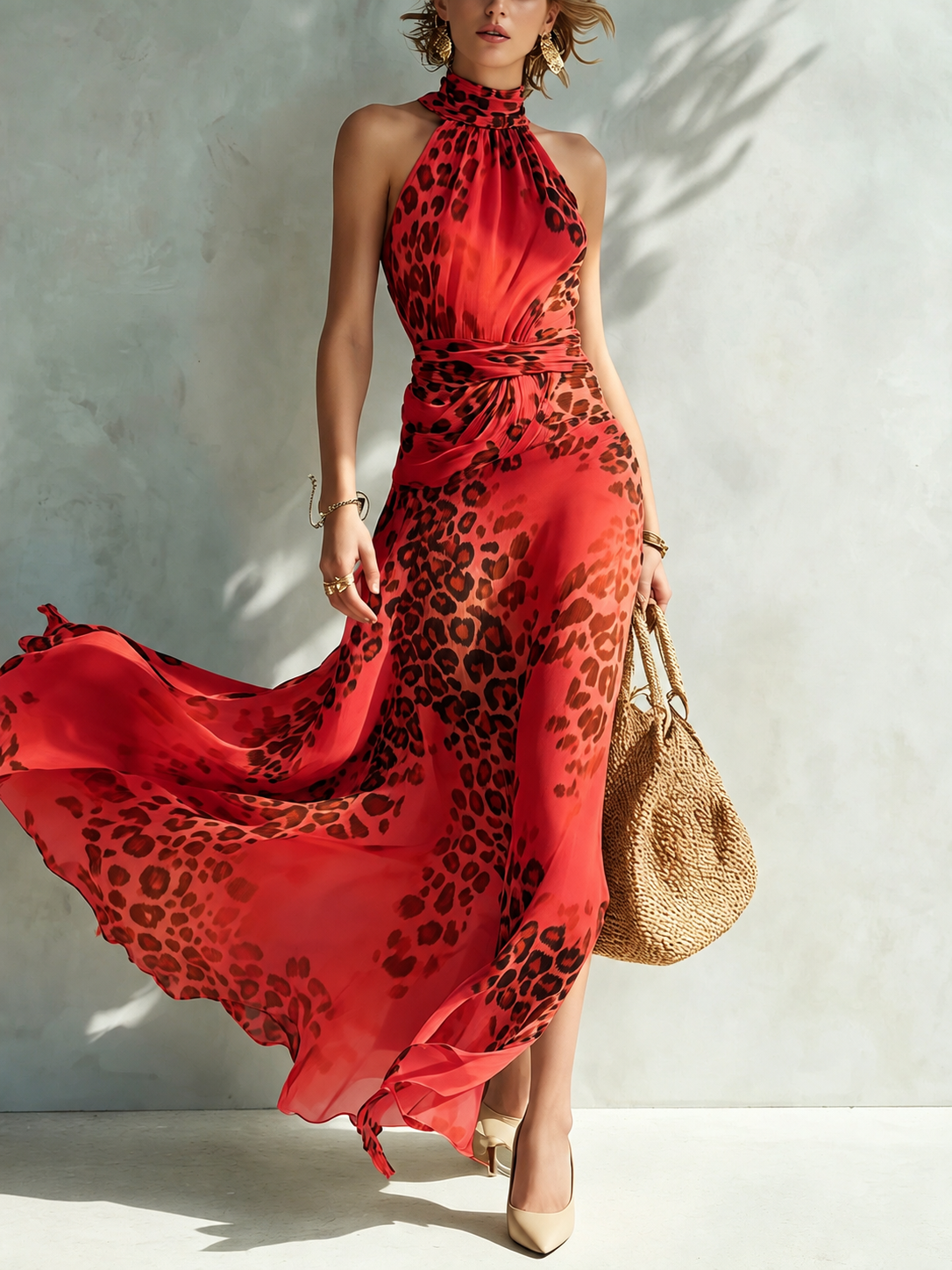 Debora | Abito Lungo con Stampa Animalier