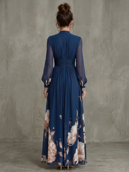 Zita | Abito Maxi con Maniche Plissettate Trasparenti