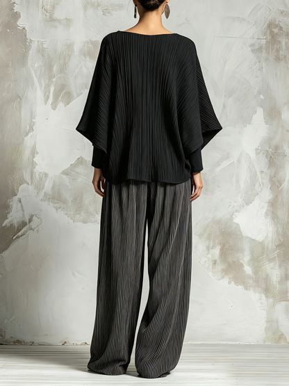 Delia | Plissee-Set mit Fledermaus-Top und Palazzo-Hose