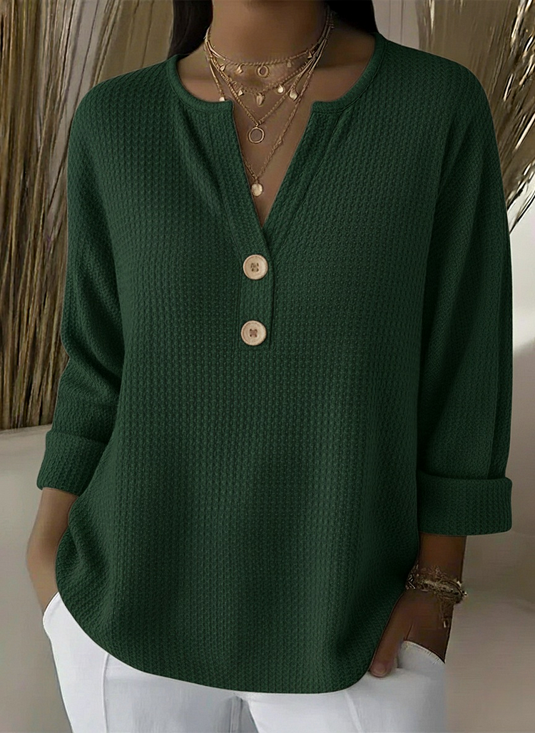 Luciana | T-shirt Henley Goffrata con Bottoni