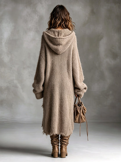 Colomba | Abito Midi in Maglia Morbida con Cappuccio
