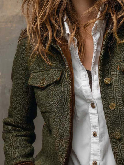 Onorina | Blazer vintage spigato con profili a contrasto