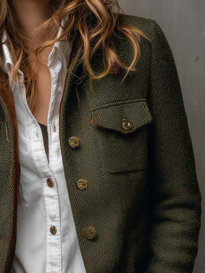 Onorina | Blazer vintage spigato con profili a contrasto