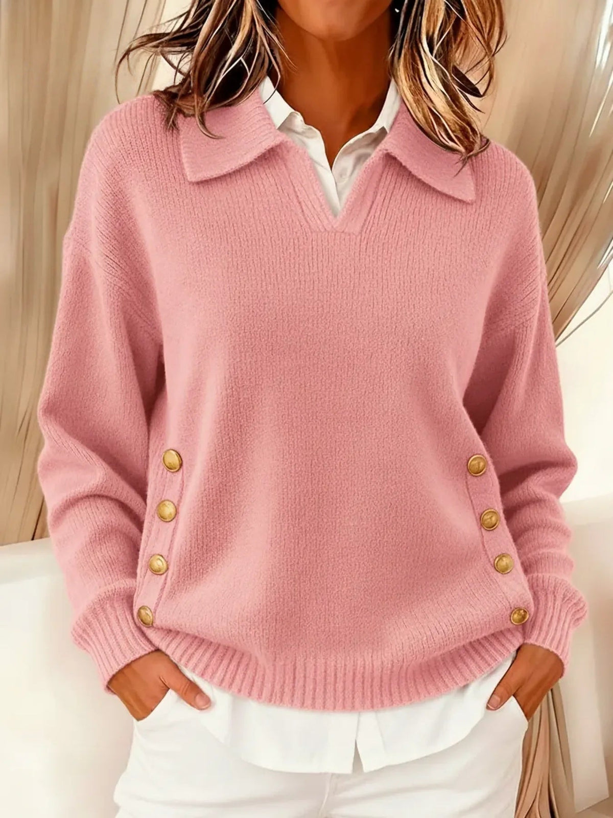 Vincenza | Maglione con Collo Polo e Bottoni