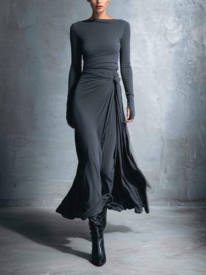 Nadia | Abito maxi con nodo laterale