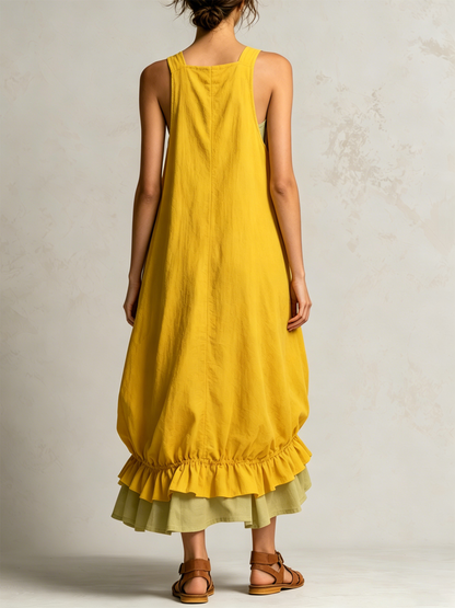 Fiamma | Ballonkleid mit Taschen und Volantsaum