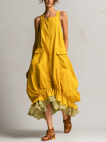 Fiamma | Ballonkleid mit Taschen und Volantsaum