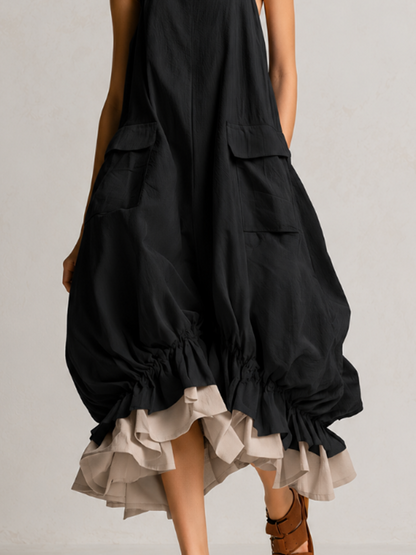 Fiamma | Ballonkleid mit Taschen und Volantsaum