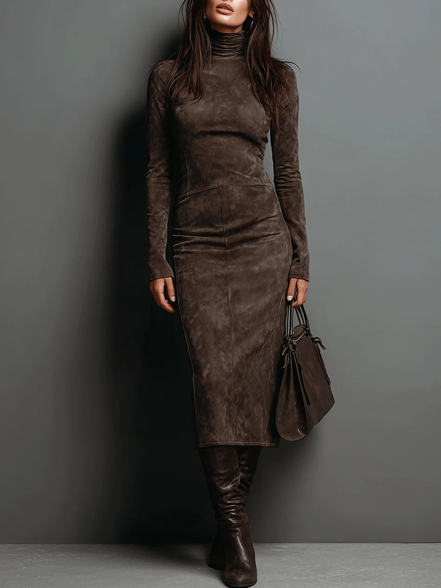 Lorène | Langes Midikleid Braun
