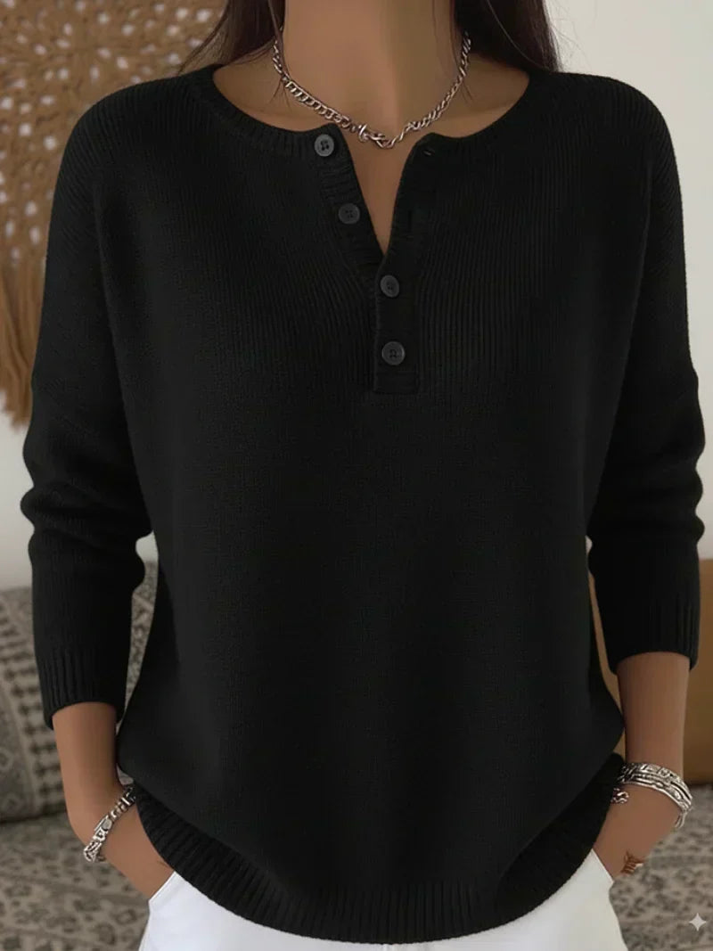 Ilenia | Maglione in Maglia con Bottoni Henley