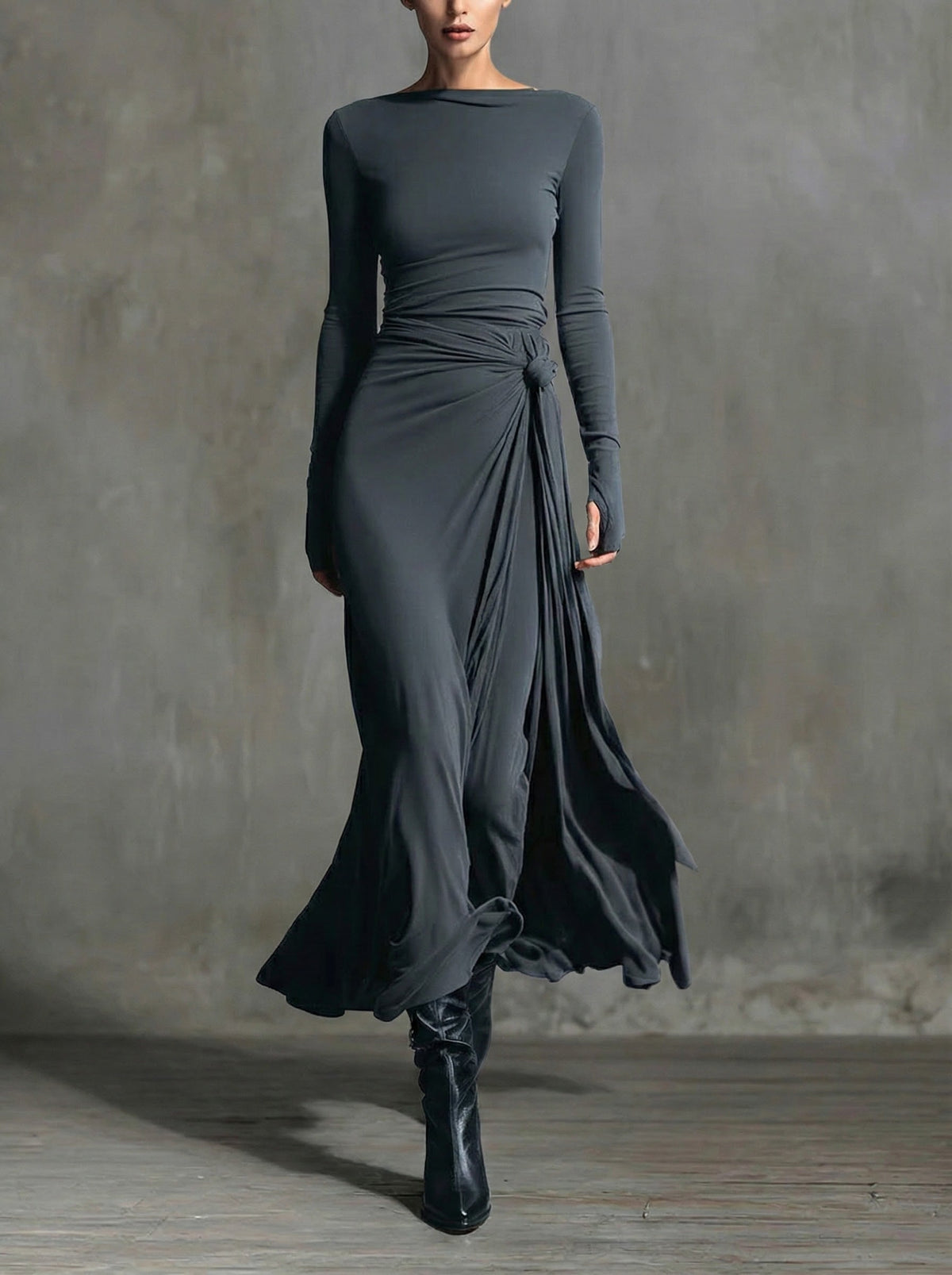 Nadia | Abito maxi con nodo laterale