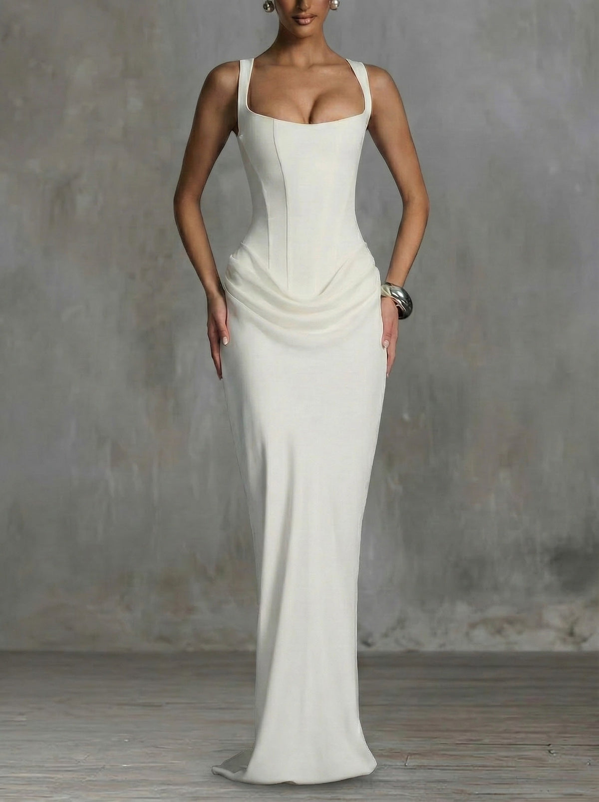 Elisabetta | Maxikleid mit eckigem Ausschnitt