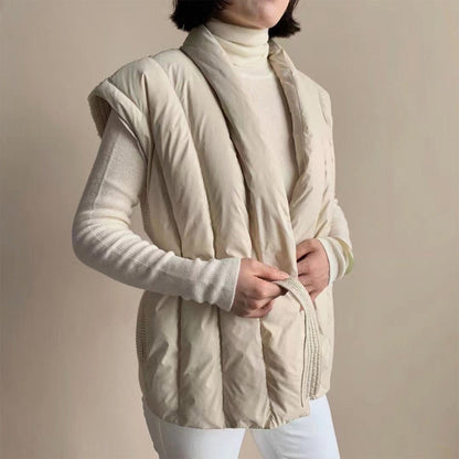 Cinzia | Gilet Imbottito con Cintura e Scollo a Portafoglio