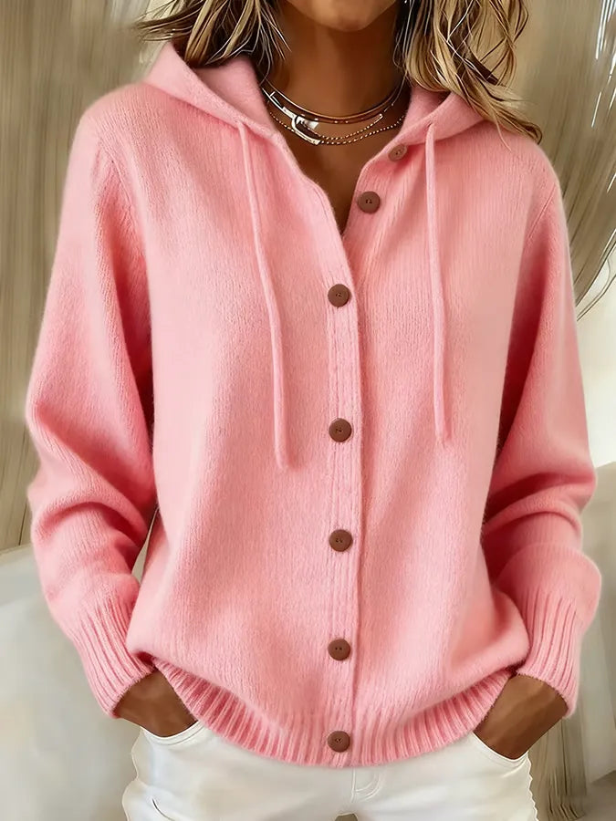 Brunella | Giacca in Maglia con Cappuccio e Bottoni