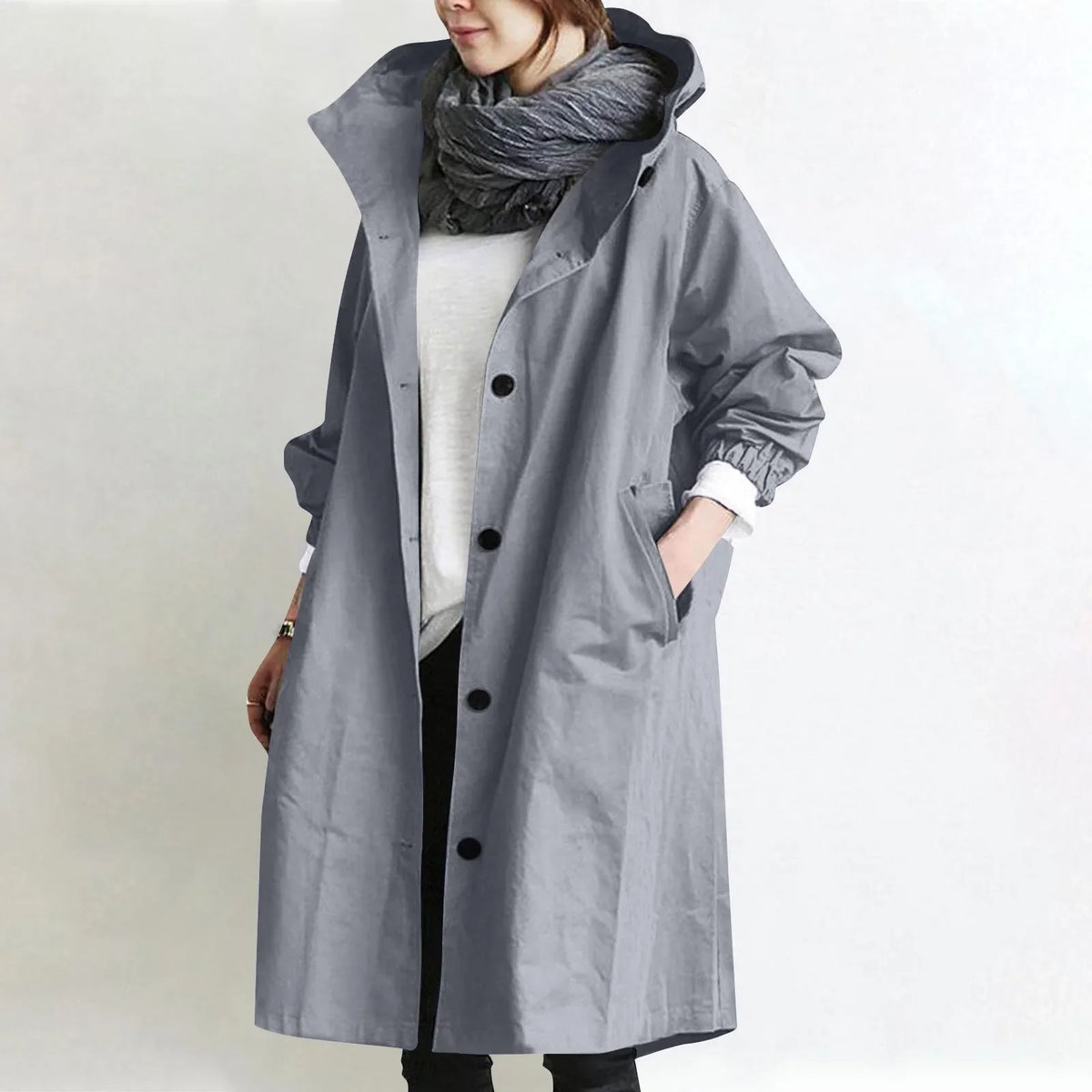 Dorotea | Trench Lungo con Cappuccio e Fodera in Pile