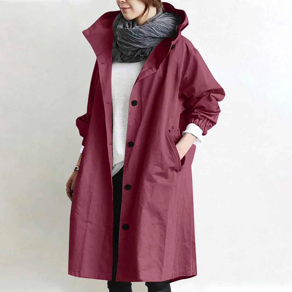 Dorotea | Trench Lungo con Cappuccio e Fodera in Pile