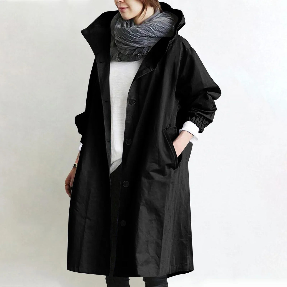 Dorotea | Trench Lungo con Cappuccio e Fodera in Pile
