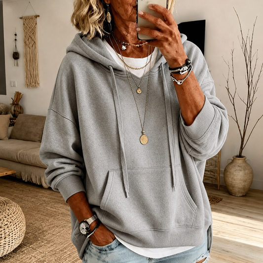Eliana | Maglione con Cappuccio, Grigio Chiaro